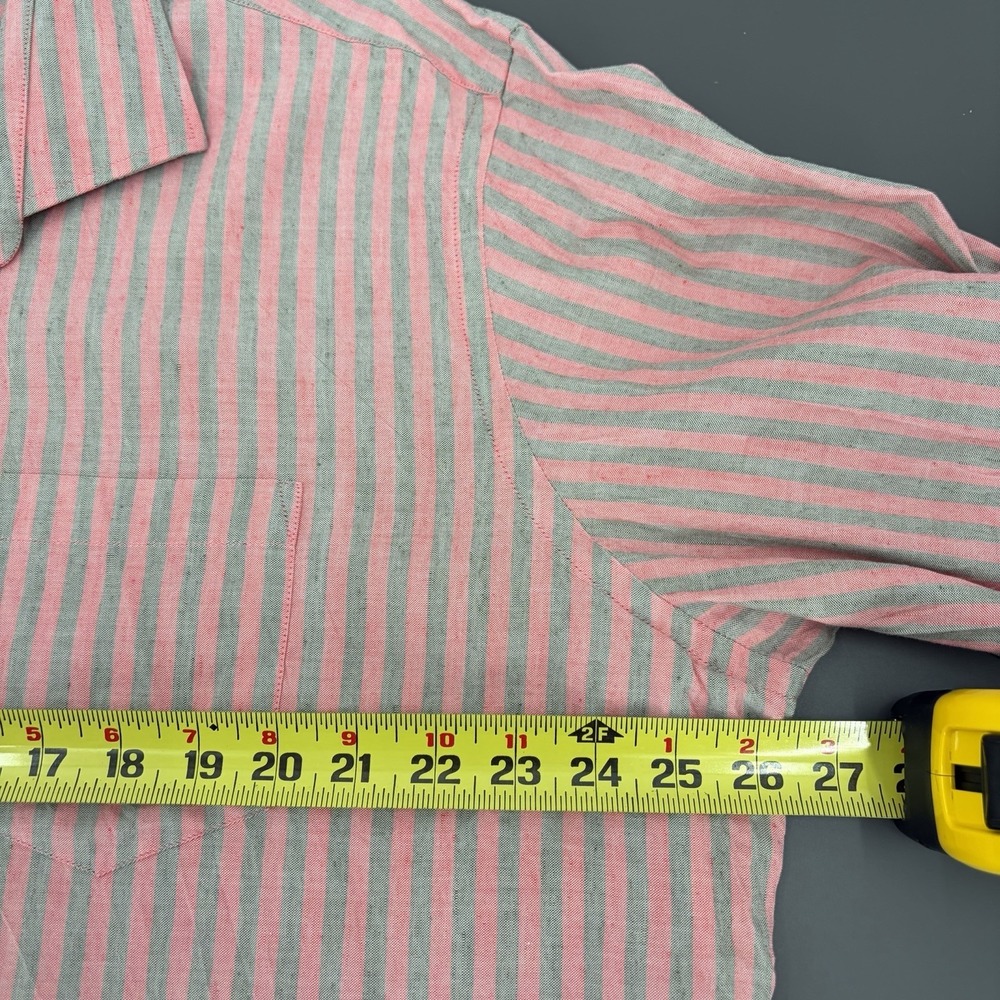 Borgo28 Shirt Mens 2XL Linen Cotton Blend Red Striped Made in Italy Button Up - Picture 7 of 11